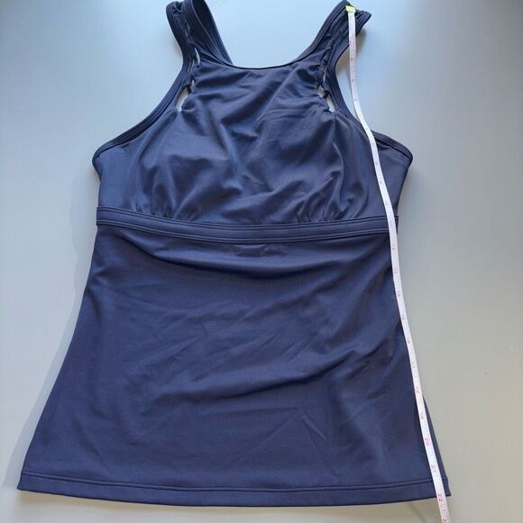 Athleta High Neck Bra Cup Loop Tankini Top blue 34D / DD - Picture 5 of 11